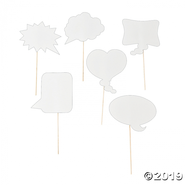 Dry Erase Speech Bubble Photo Stick Props (Per Dozen)