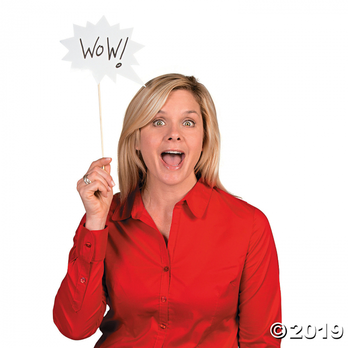 Dry Erase Speech Bubble Photo Stick Props (Per Dozen)