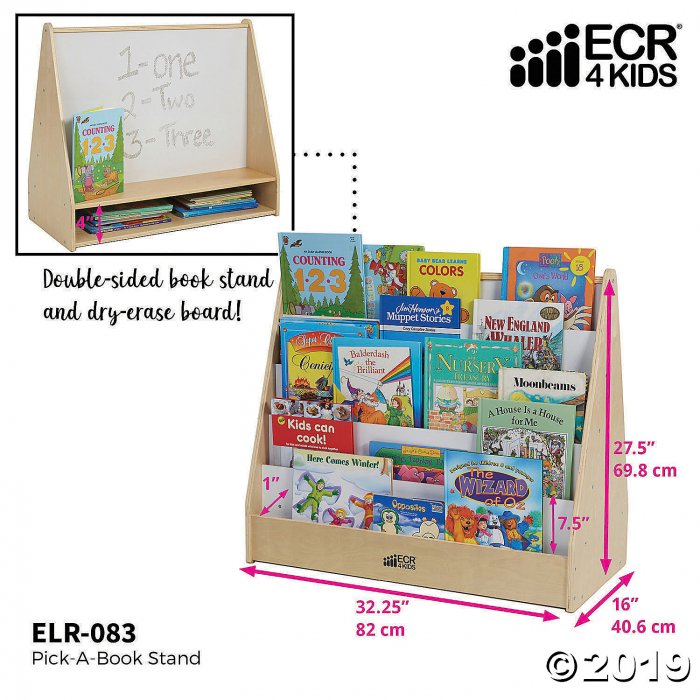 ECR4Kids Book Caddy with Shelf, Bookshelf with Storage, Natural