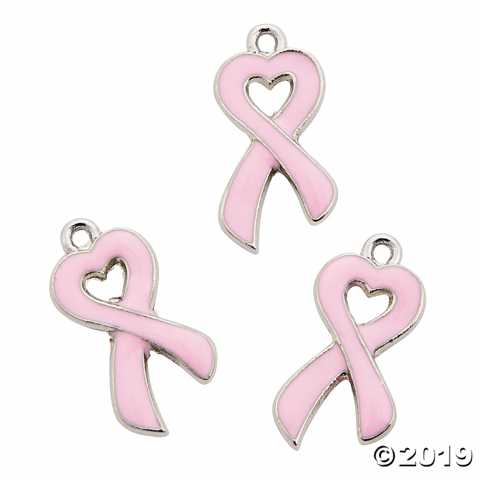 Enamel Pink Ribbon Charm - 20mm (36 Piece(s))