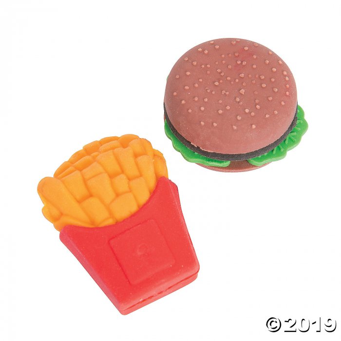 Hamburger & Fries Erasers (Per Dozen)