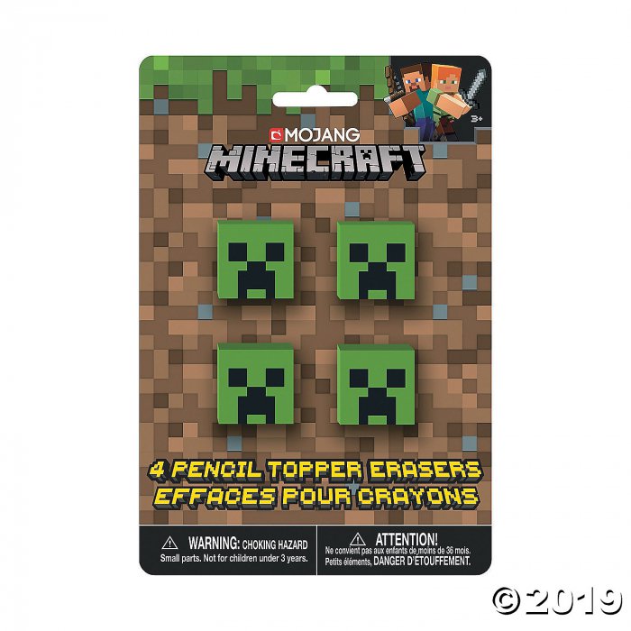 Minecraft Pencil Topper Erasers 4 Piece S Glowuniverse Com