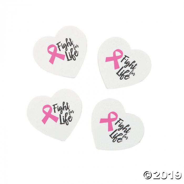 Pink Ribbon Heart-Shaped Erasers (24 Piece(s))