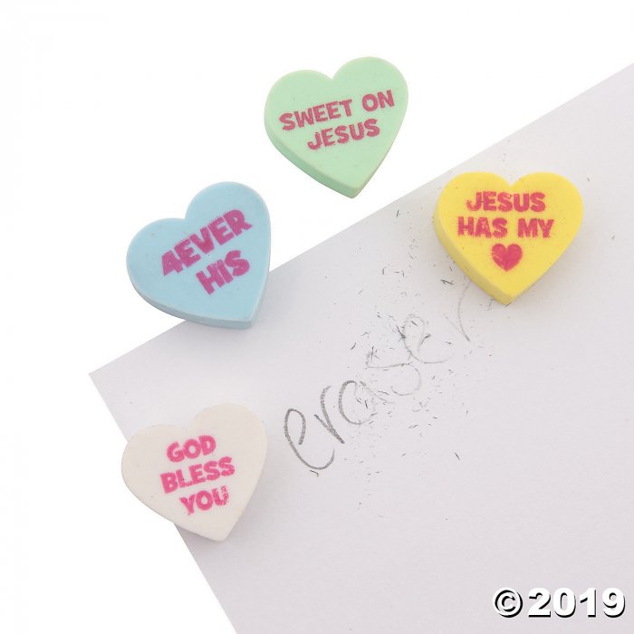 Religious Valentine Conversation Heart Scented Erasers (144 Piece(s))