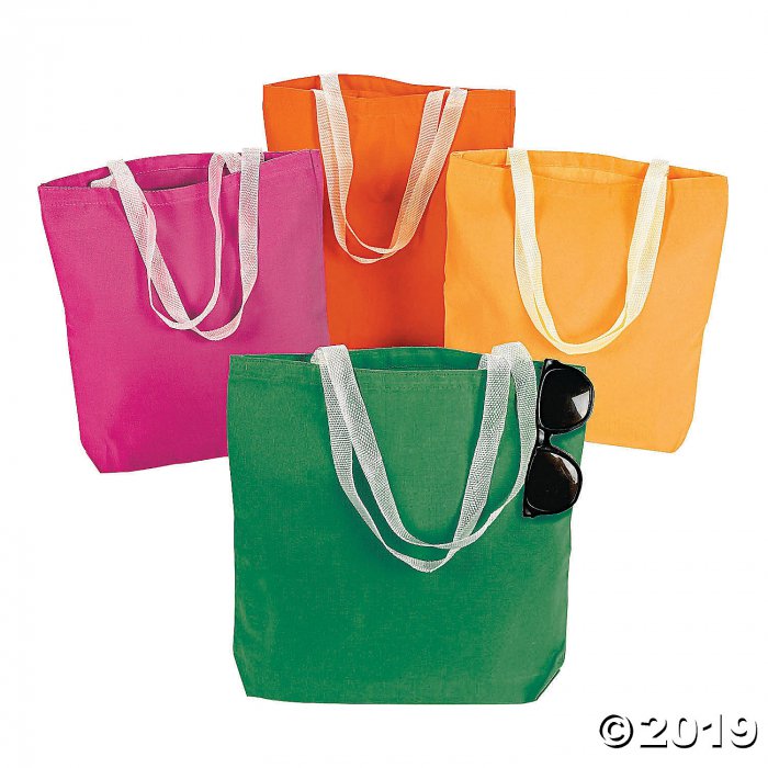 Medium Neon Canvas Tote Bags (Per Dozen)