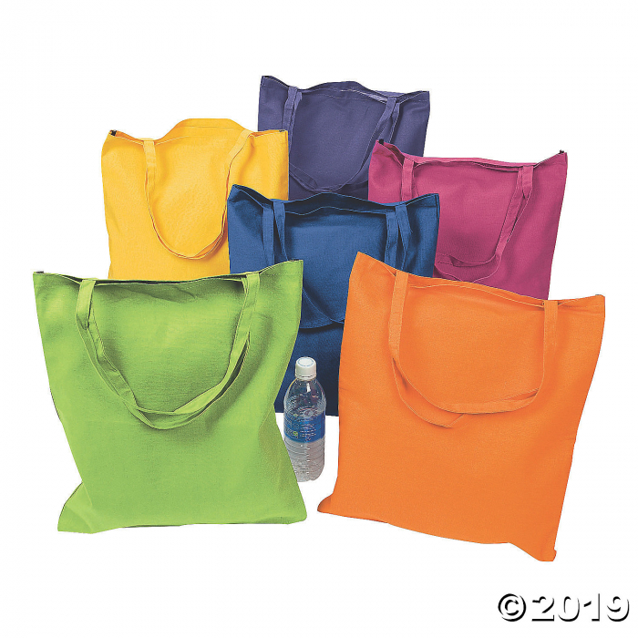 Large Bright Color Canvas Tote Bags (Per Dozen)