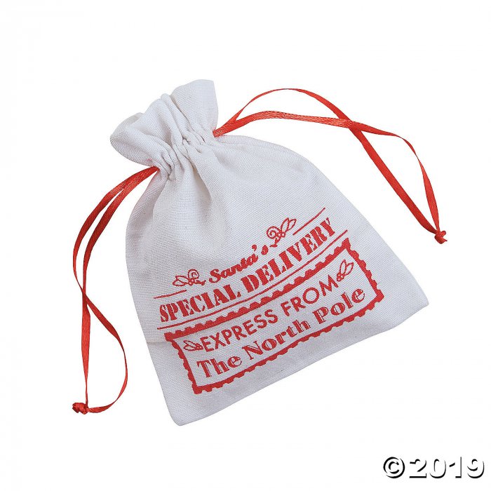 Mini Santa Canvas Drawstring Bags (Per Dozen)