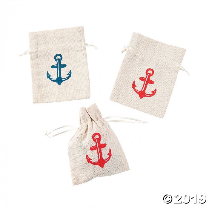 Mini Nautical Canvas Drawstring Treat Bags (Per Dozen)
