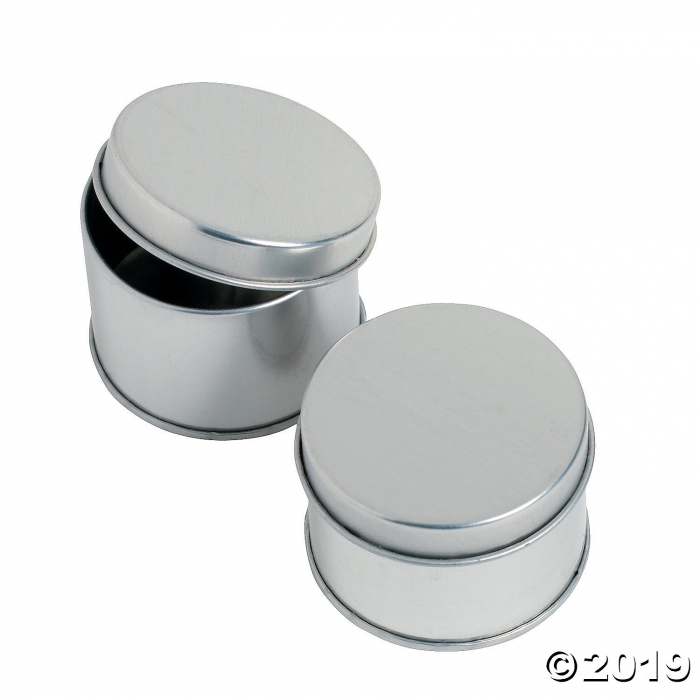 Round Silvertone Tins Favor Containers (24 Piece(s))