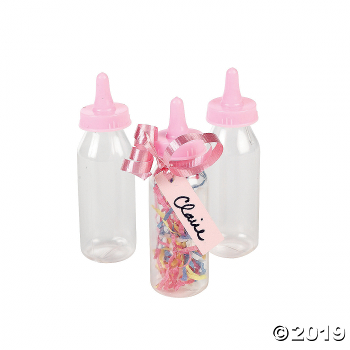 Pastel Pink Mini Baby Bottle Containers (Per Dozen)