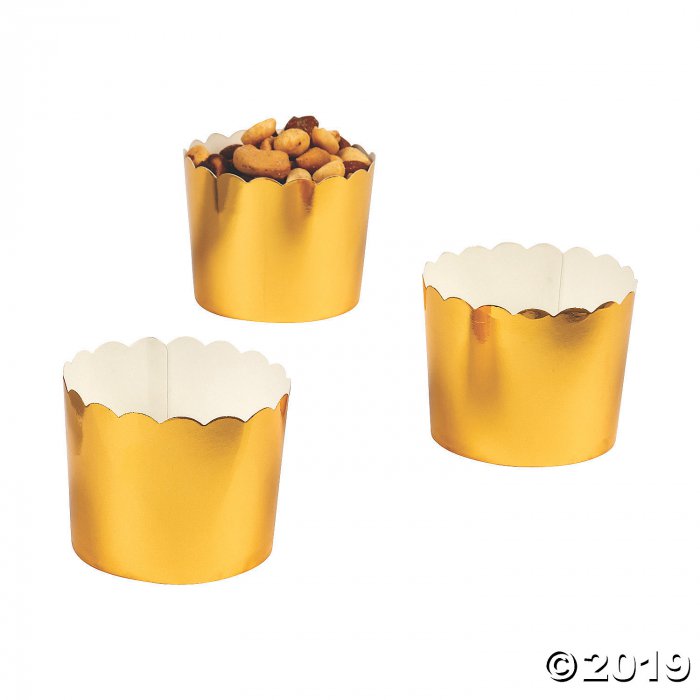 Mini Scalloped Gold Snack Containers (50 Piece(s))