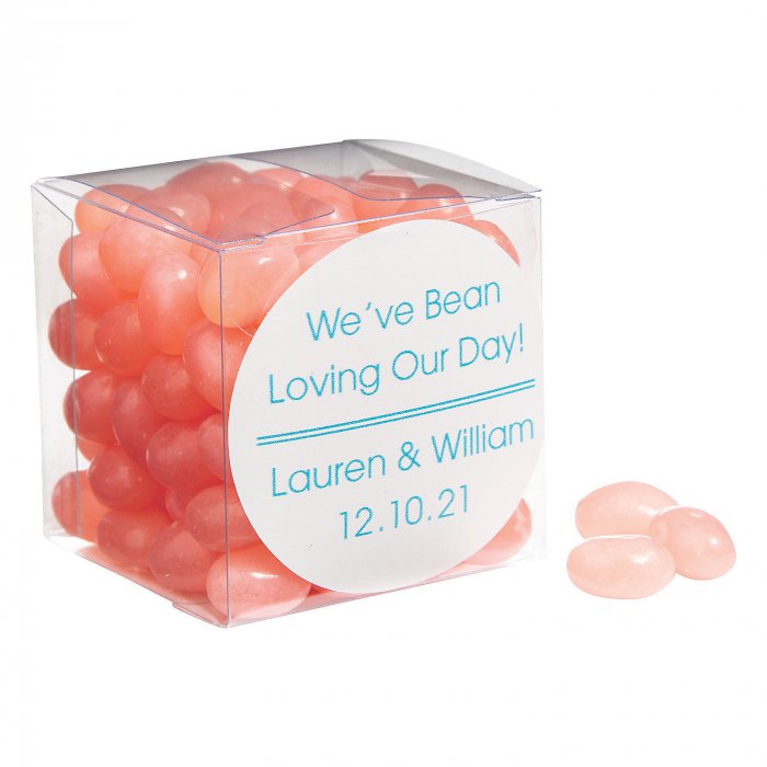 Pink Jelly Bean Favors with Personalized Sticker (24 Piece(s))