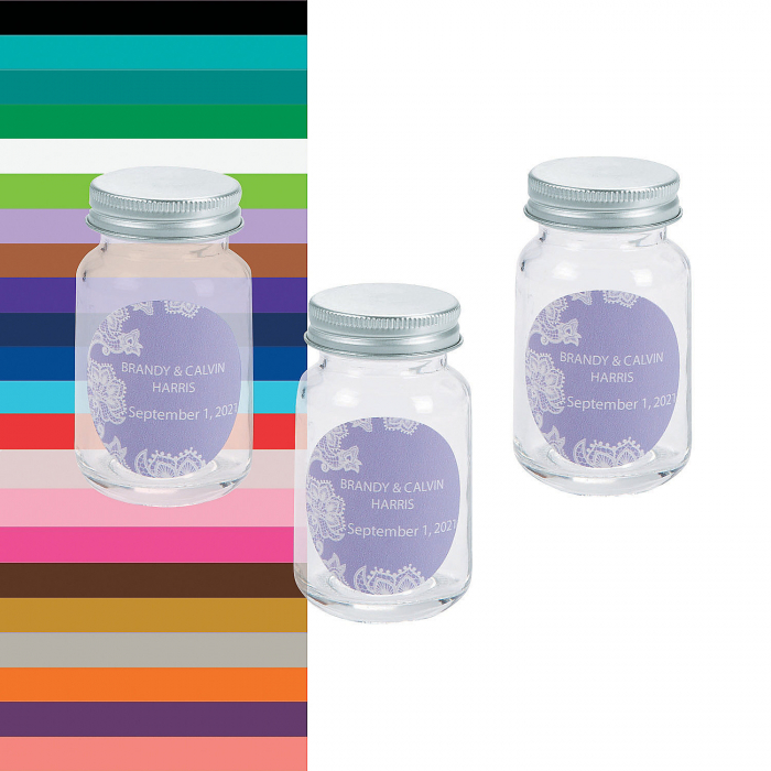 Personalized Lace Mini Mason Jar Favors (Per Dozen)