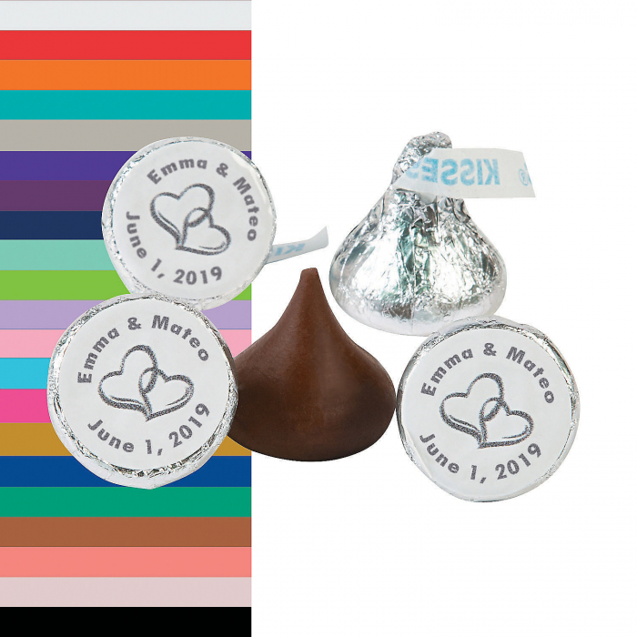 Two Hearts Personalized Stickers for Hershey's® Kisses® (60 Piece(s))