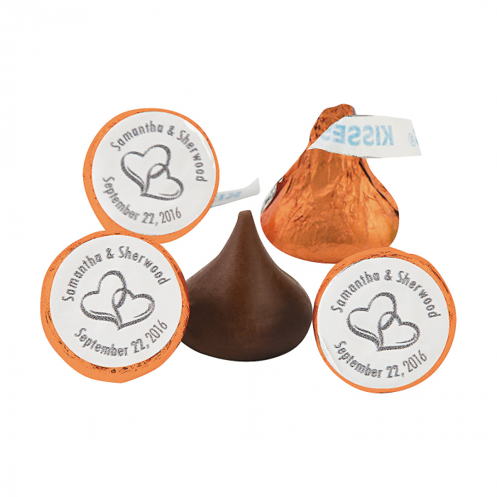 Two Hearts Personalized Stickers for Hershey's® Kisses® (60 Piece(s))