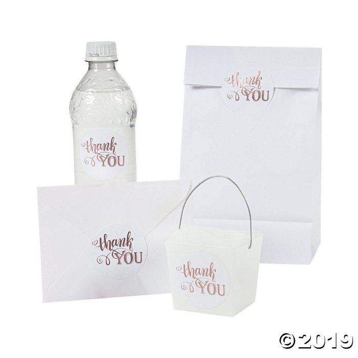 Rose Gold Foil Thank You Stickers (1 Roll(s))