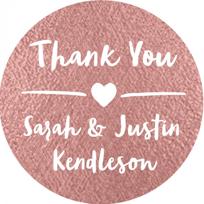 Personalized Rose Gold Thank You Favor Stickers (144 Piece(s))