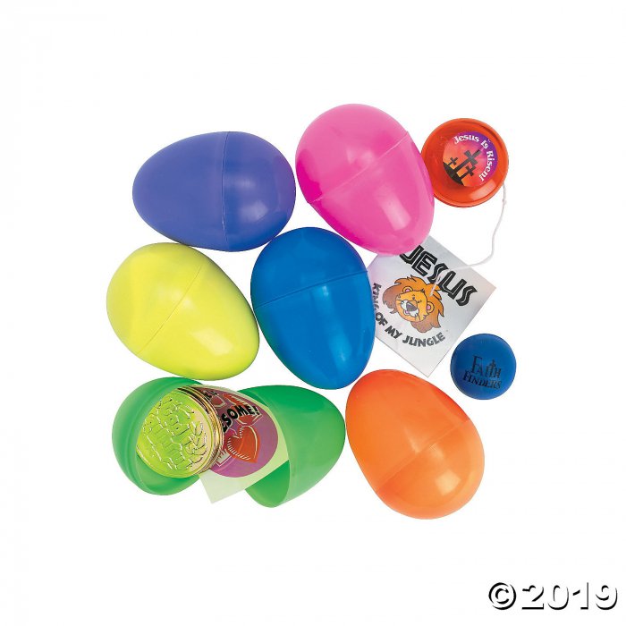 Religious Toy-Filled Plastic Easter Eggs - 24 Pc.