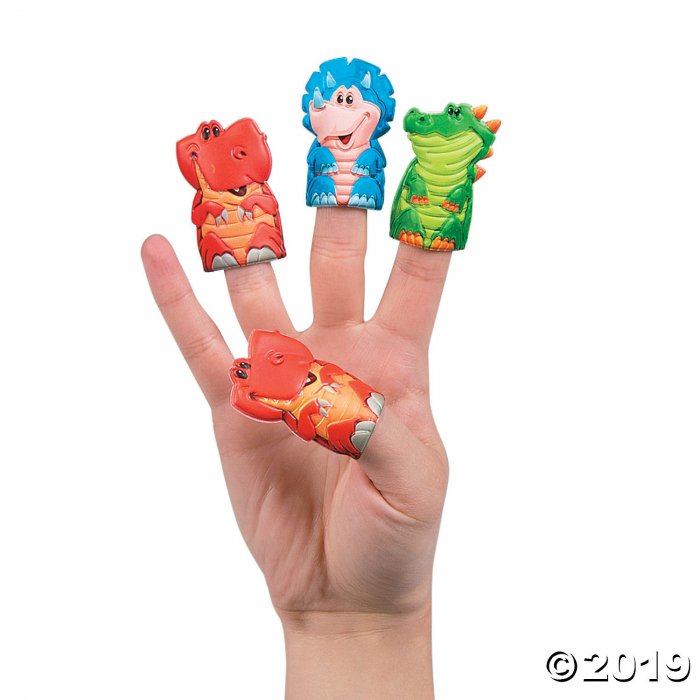 Dino Finger Puppet-Filled Plastic Easter Eggs - 12 Pc. (Per Dozen)