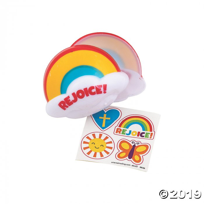 Religious Rainbow Sticker-Filled Plastic Easter Eggs - 12 Pc. (Per Dozen)