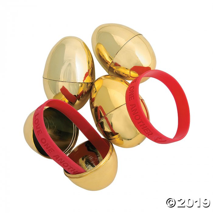 Religious Bracelet-Filled Golden Eggs - 12 Pc. (Per Dozen)