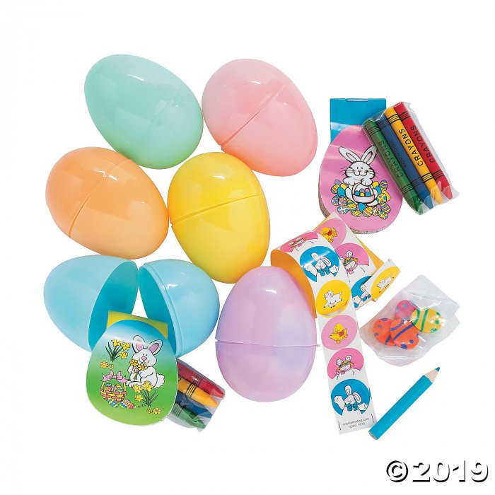 Stationery-Filled Jumbo Pastel Plastic Easter Eggs - 24 Pc.