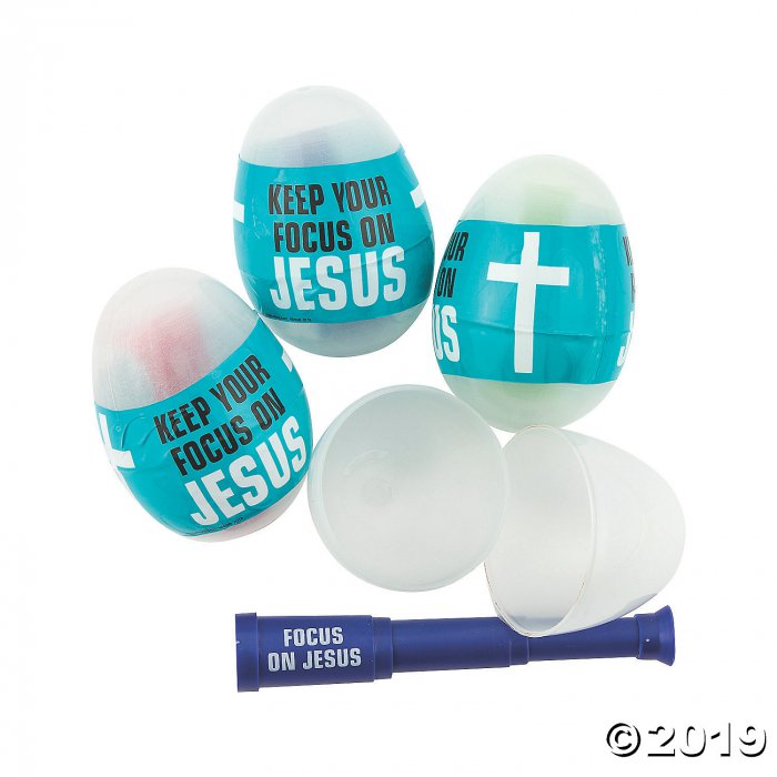 Focus on Jesus Telescope-Filled Plastic Easter Eggs - 12 Pc. (Per Dozen)