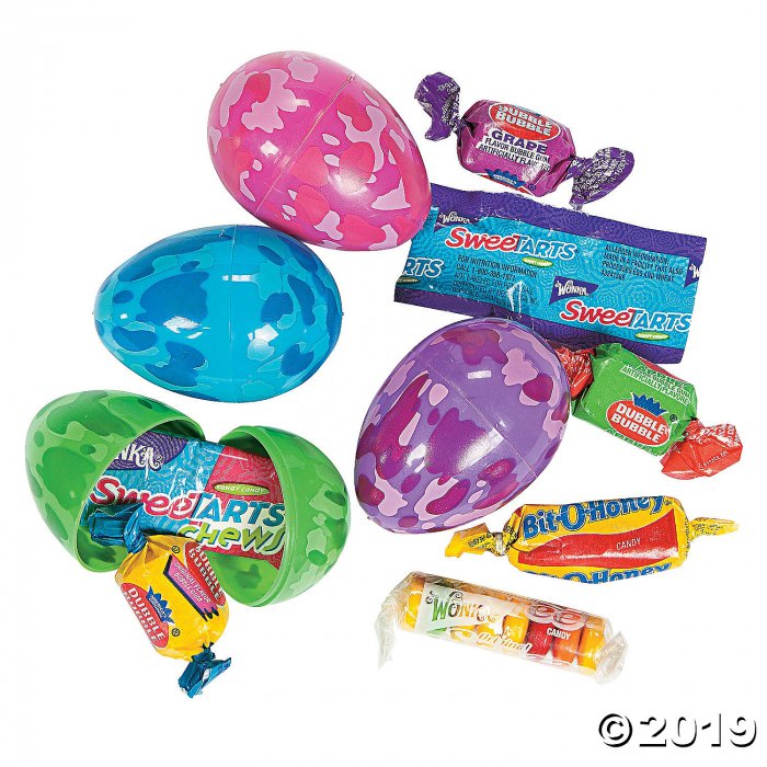 Candy-Filled Camouflage Plastic Easter Eggs - 24 Pc.