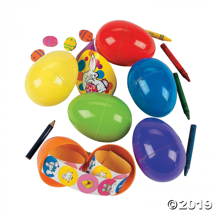 Stationery-Filled Jumbo Plastic Easter Eggs - 24 Pc.