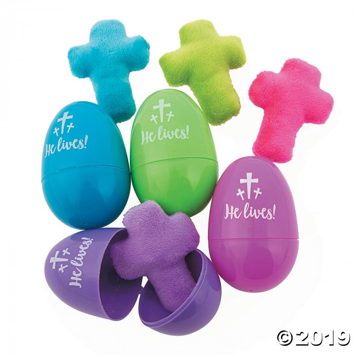 Plush Cross-Filled Religious Easter Eggs - 12 Pc. (Per Dozen)