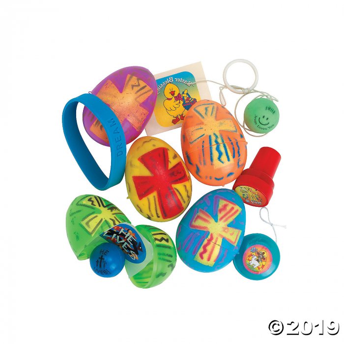 Religious Toy-Filled Bright Plastic Easter Eggs - 24 Pc.