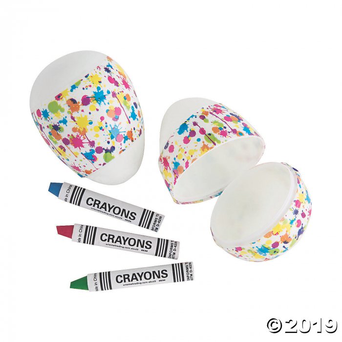 Crayon-Filled Paint Splatter Plastic Easter Eggs - 12 Pc. (Per Dozen)