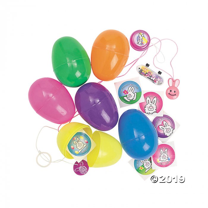 Jumbo Toy-Filled Bright Plastic Easter Eggs - 24 Pc.