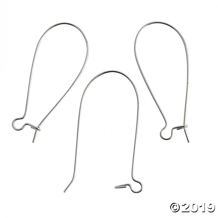 Silvertone Kidney Earring Wire Hooks (24 Piece(s))