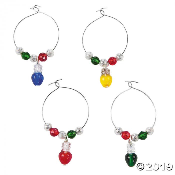 Silvertone Wine Bottle Charm Rings (24 Piece(s))