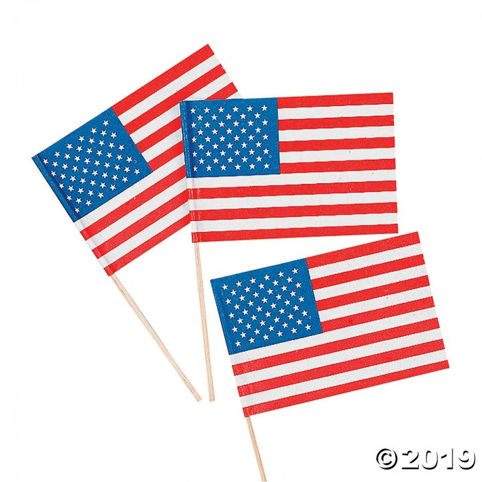 Small Paper American Flags on Sticks - 4 1/2" x 3 (144 Piece(s))