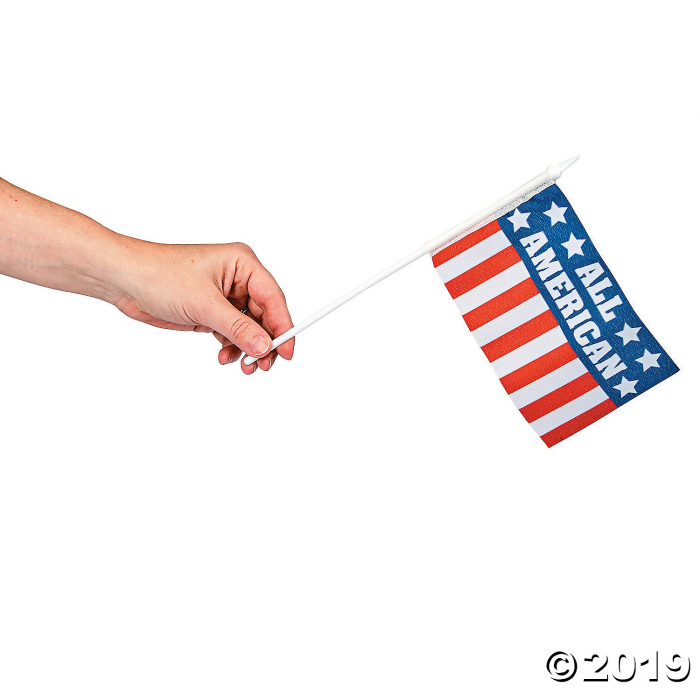 Small Cloth Patriotic Sayings Flags (Per Dozen)