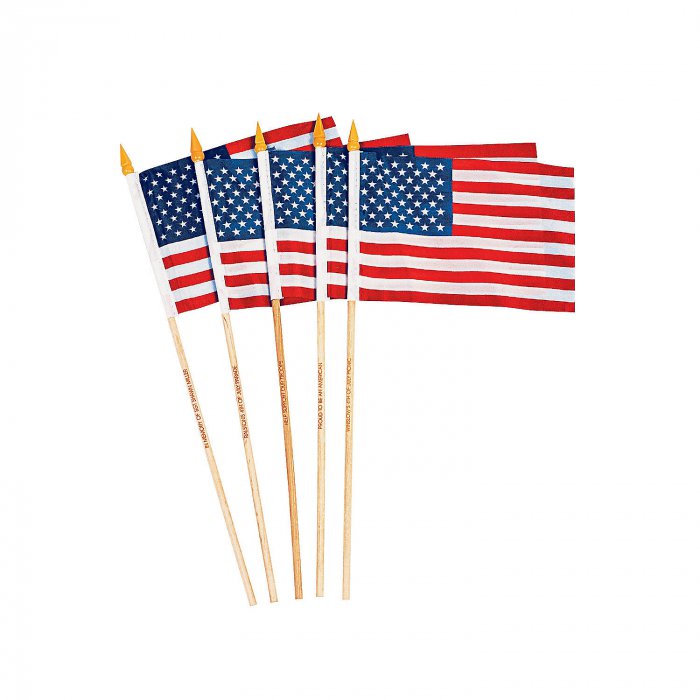 Small Cloth Personalized American Flags (Per Dozen)