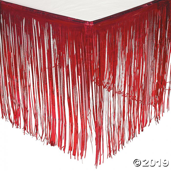 Red Fringe Table Skirt (1 Piece(s))