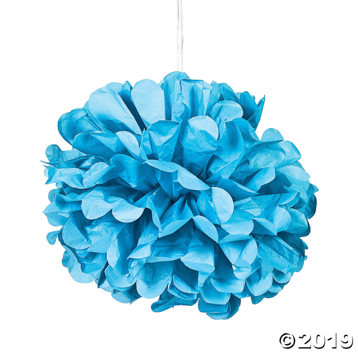 Turquoise Tissue Paper Pom-Pom Decorations (6 Piece(s))