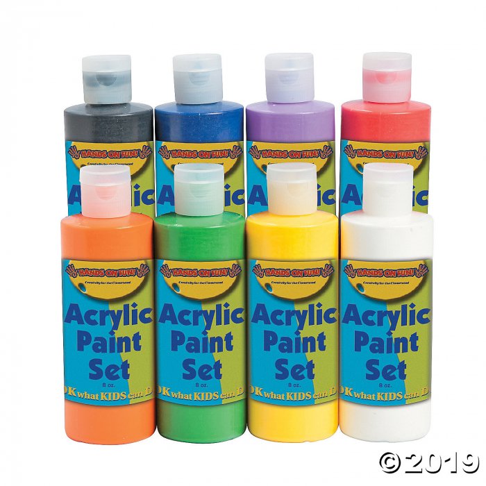 8-oz. Basic Assorted Colors Acrylic Paint - Set of 8 (1 Set(s))