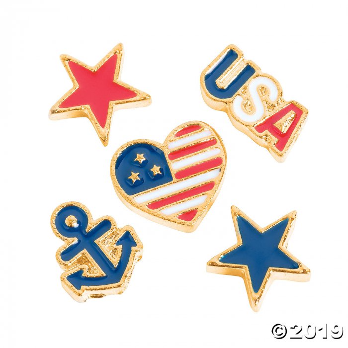 Goldtone Patriotic Floating Charms (5 Piece(s))