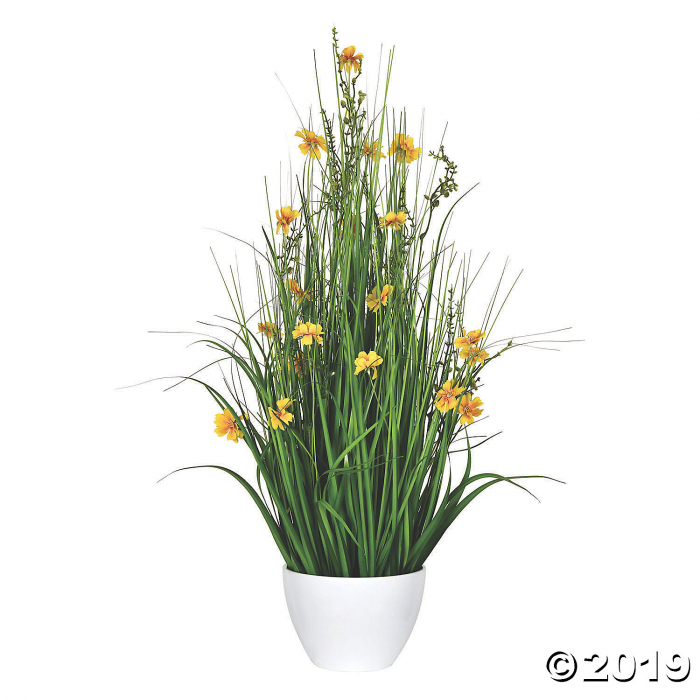 Vickerman 31" Potted Yellow Cosmos and Green Grass (1 Piece(s)) Vickerman 31" Potted Yellow Cosmos and Green Grass (1 Piece(s))