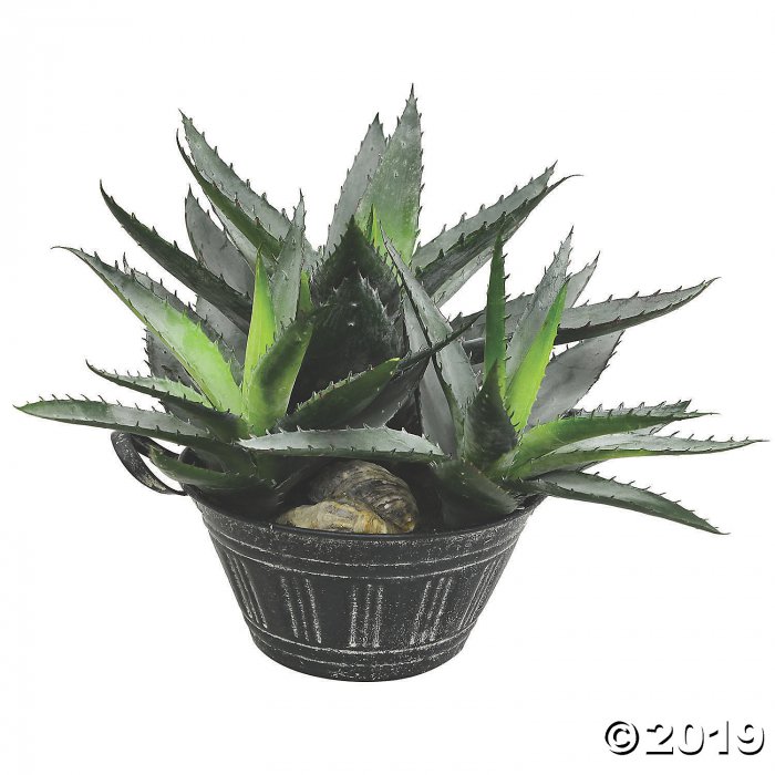 Vickerman 10" Artificial Green Succulent in Galvanized Pot (1 Piece(s))