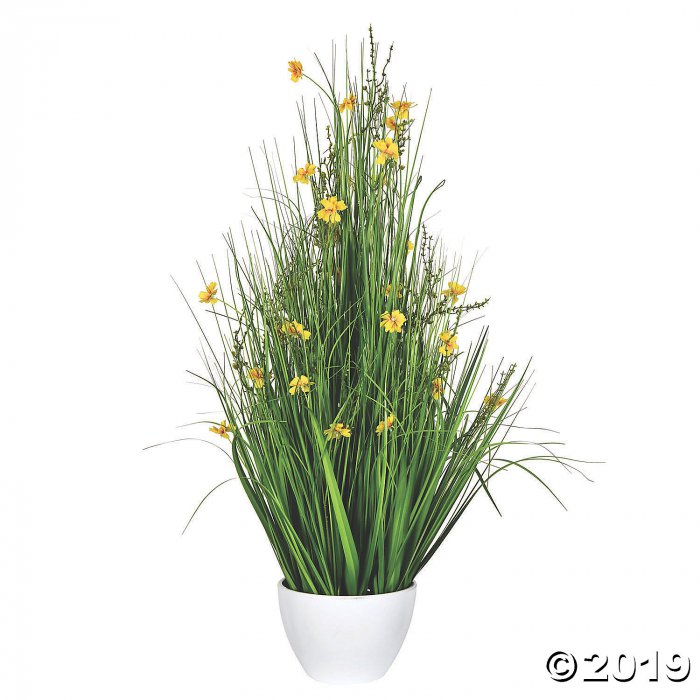 Vickerman 42" Potted Yellow Cosmos and Green Grass (1 Piece(s))