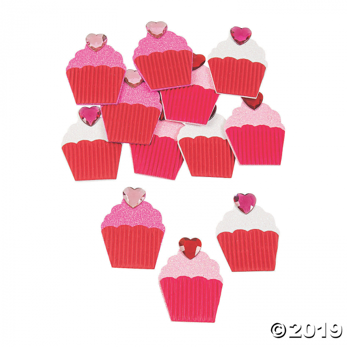 Valentine Glitter Cupcake Foam Shapes (24 Piece(s))