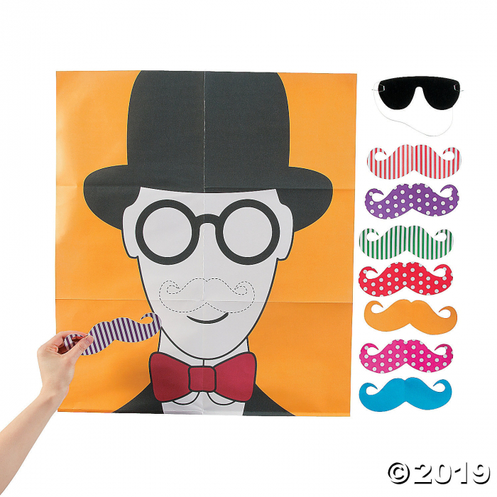 Pin the Flashy Stache Mustache Party Game (1 Set(s))