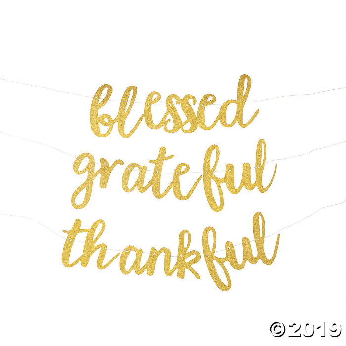 Thankful Grateful Blessed Gold Glitter Garland (1 Set(s))