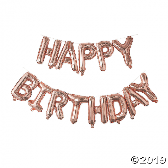 Ginger Ray Happy Birthday Rose Gold Mylar Balloon Bunting (1 Piece(s))