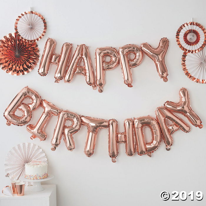 Ginger Ray Happy Birthday Rose Gold Mylar Balloon Bunting (1 Piece(s))